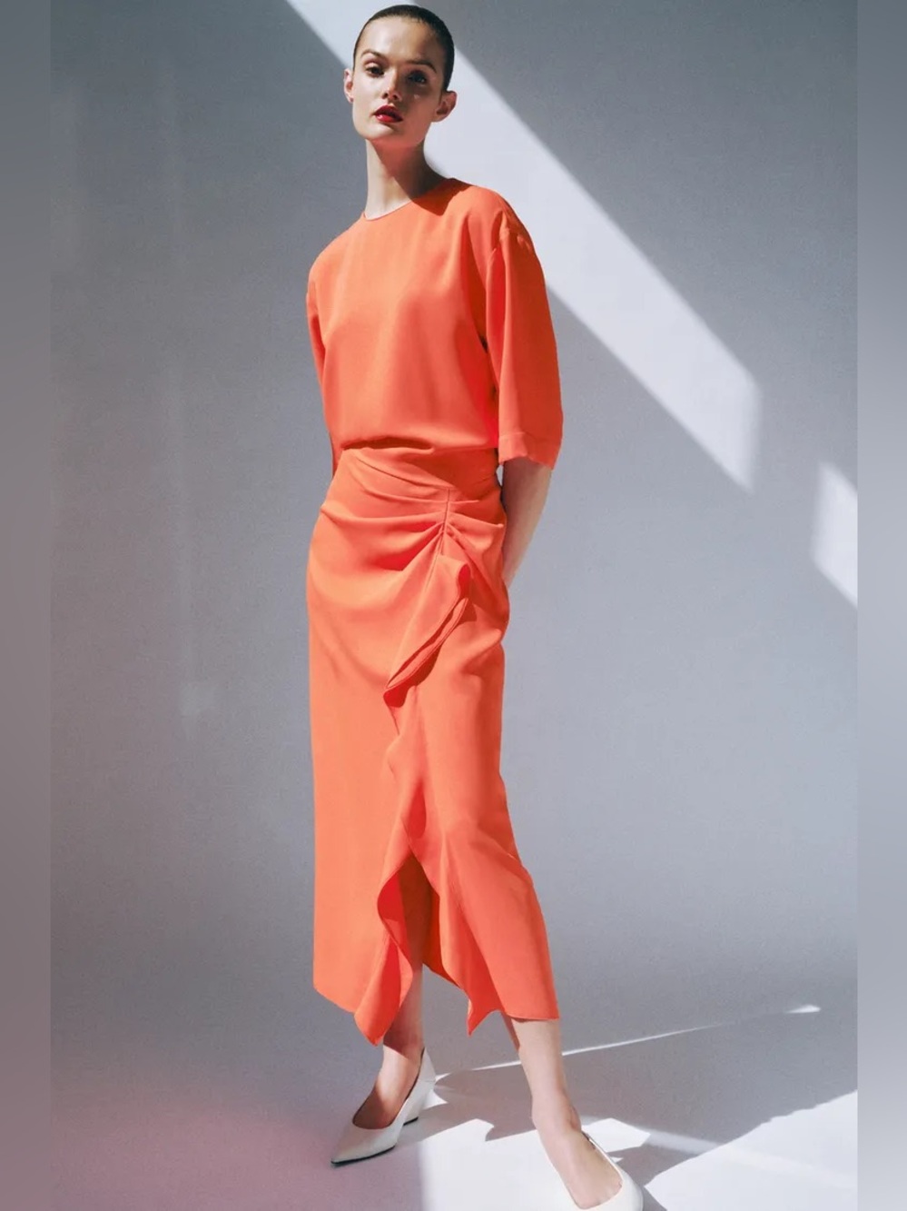 ZARA ZW COLLECTION DRAPED MIDI DRESS